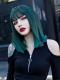 GRADIENT GREEN STRAIGHT SYNTHETIC WEFTED CAP WIG LG111