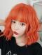 ORANGE CURLY BOB SYNTHETIC WEFTED CAP WIG LG077