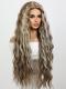 Ashy Blonde Ombre Long Curly Lace Front Synthetic Wig SNY392