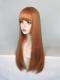 Orange Long Straight Synthetic Wefted Cap Wig LG575