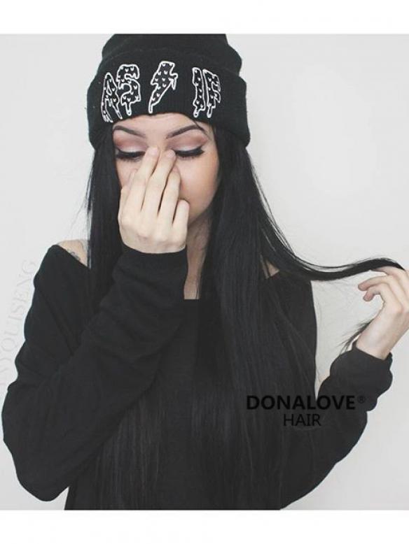 Jet Black indian remy clip in hair extensions SD002