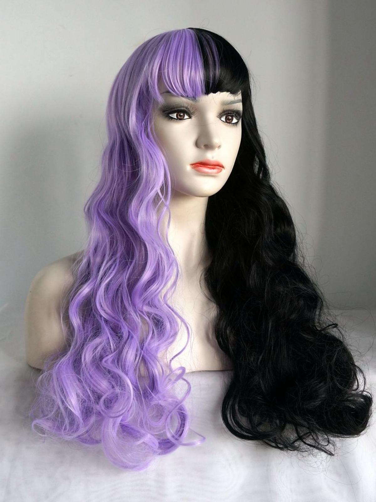 Half Black Half Purple Wig Off 76 Medpharmres Com
