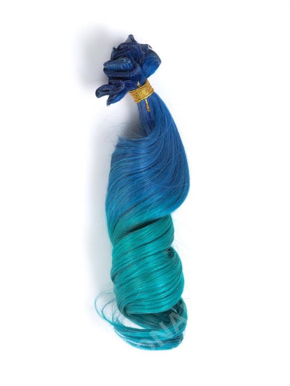 Black to Blue Ombre Indian remy clip in hair extension CD012