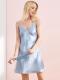 MELLIBLOSSY Women 100% Silk Blue Slip Camisole Nightgown MB006