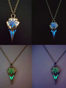 Glow in the Dark Crow Head Incantation Necklace A020