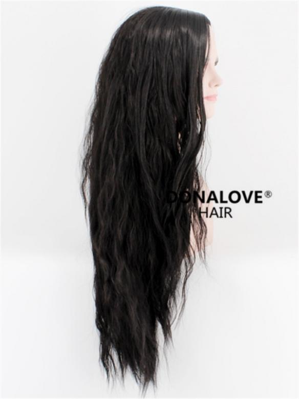 Black Wave Waist Length Synthetic Wefted Cap Wig WW012