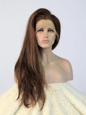 Brown Straight bra strap length Lace Front Synthetic Wig-DQ019