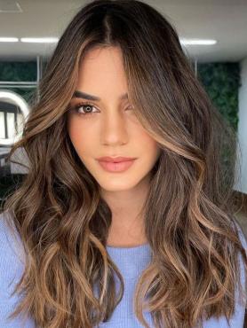 New Brown Wavy Lace Front Human Hair Wig HH192