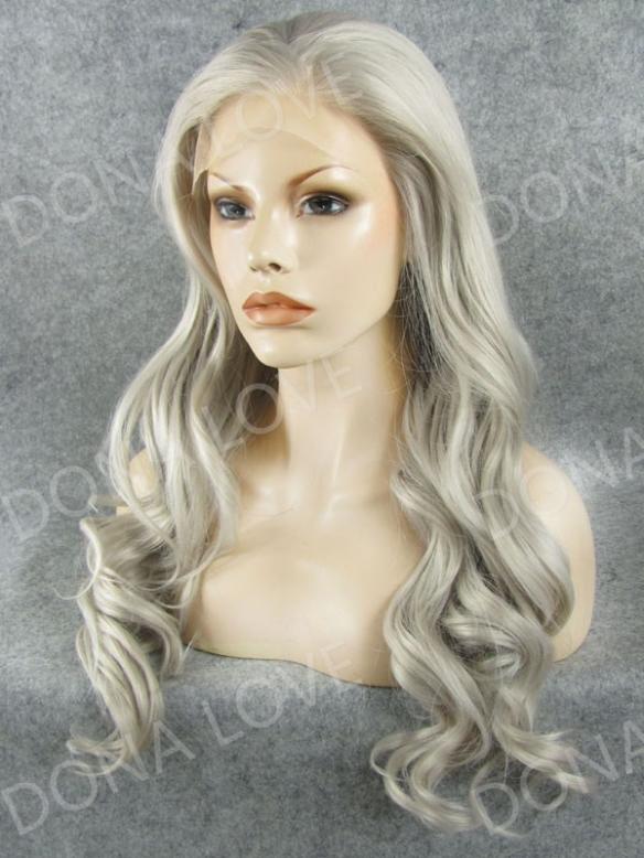 Gray Waist-length Wavy Synthetic Lace Wig-SNY073 - Home - DonaLoveHair